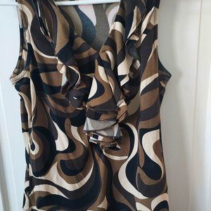 Adrienne Vittadini sz M Sleeveless Ruffle Neck Bodycon Blouse